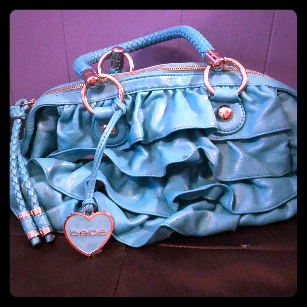 Bebe ruffle blue bag